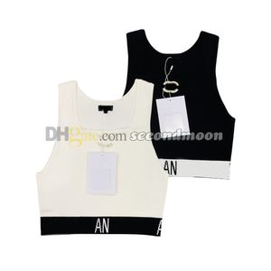 Lente Zomer Cropped Top Dames Letters Jacquard Vest Glanzende Strass Tanks Top Sexy Vesten