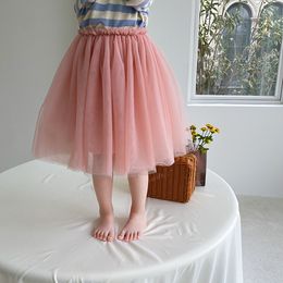 Primavera verano linda princesa TUTU niñas malla burbuja faldas 4 colores moda falda 1-7Y 210508