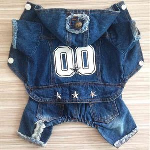 Lente zomerhondenkleding denim jeans jumpsuit broek chihuahua Yorkie kleding puppy kleding poedel pomeranian huisdier outfit jas 210401