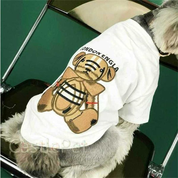 T-shirt de vêtements de chien d'été printemps pour Chihuahua Teddy Puppy Pet Vêtements Yorkie Bulldog Classic Broderie Tee 211027