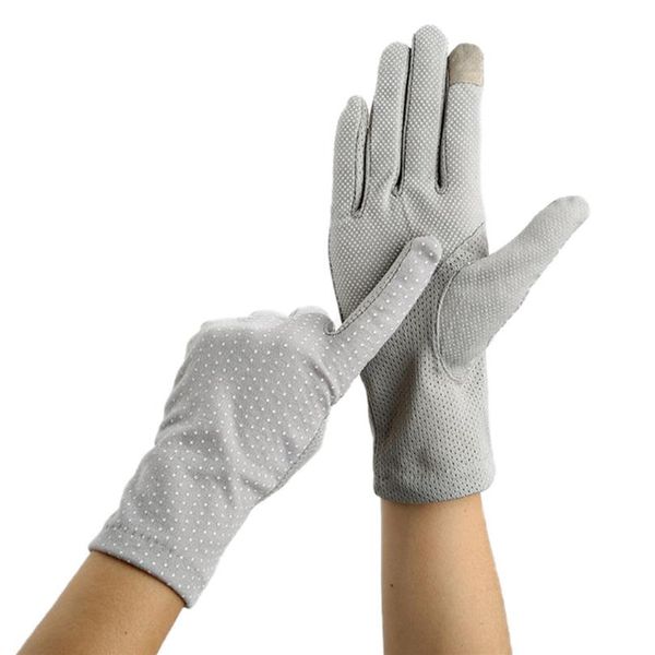 Guantes de conducción de primavera y verano para mujer, guantes finos de algodón con pantalla táctil, encaje UV, sol contra antideslizante, Car217v