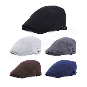 Lente zomer mode heren baret hoed katoen vaste kleur verstelbare casual retro baretten cap