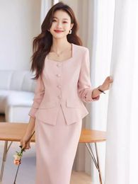 Spring d'été Formal Uniform Designs Blazers Femininos for Women Professional Office Work Wear avec jupe et vestes coat
