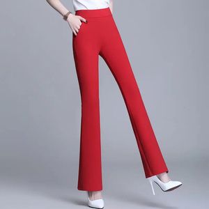 Lente zomer High Strecth Flare broek Pocket Decoratie Elastische taille Anklelength Meerdere kleuren Casual Wild 240411