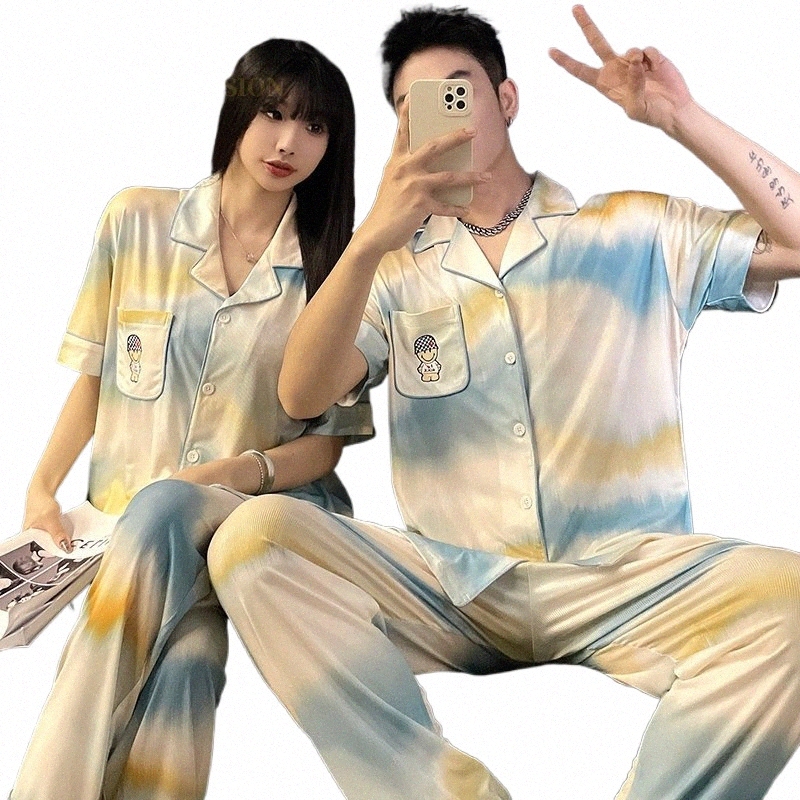 Весна Лето ICY Feelling Carto PJ Пижамные комплекты для пар Пижамы, подходящие для сна Домашняя одежда Пижамы Костюмы Пижамы для влюбленных x4T8 #