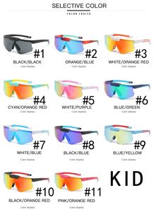 Printemps Summer Kid Fashion Sunglasses Motorcycle Spectacles Girls Éboulantes Couleur Cycling Sports garçon extérieur verres de soleil Enfants Eyewear 11Colors Clamhell