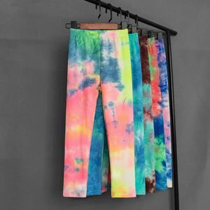 Lente zomer kinderen kleurrijke fluorescerende kleur afdrukken leggings voor broek babymeisjes zachte elastische skinny broek F4531
