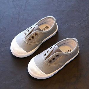 Primavera verano zapatos para niños para niños niñas plantilla 13.5-18 cm color caramelo niños zapatillas de lona casuales moda suave 211022