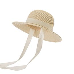 Primavera Verano niños sombrero de paja para bebé niña Casual Panamá sombrero de sol niños al aire libre tapa plana Bowler playa gorra