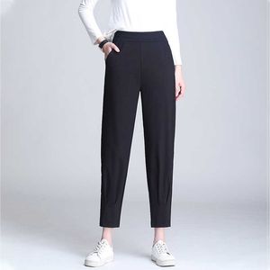 Printemps été dames coréen OL noir femmes Harem pantalon femme mince décontracté crayon Simple costume pantalon pour les femmes 210608