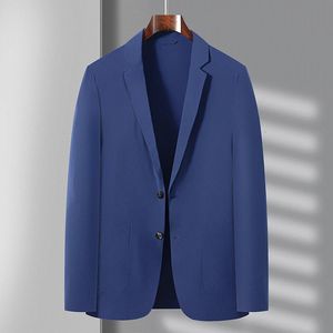 Men de printemps Summer Blue Grey Black Blazers Fin Fix respirant Fabric Nettched Cold de combinaison Nettle Mâle Offits Male Fashion 240430