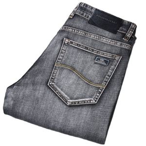 Lente zomer heren klassieke grijze jeans elastische stretch-fit dunne zakelijke casual stijl 220328