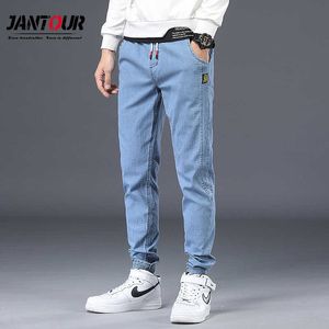 Lente zomer heren jeans katoen denim hiphop slap bodem joggers streetwear skinny blauwe broek Hombre harem broek Mannen M-5XL 210622
