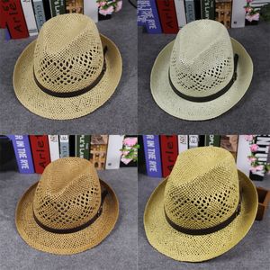 Lente zomer mannen vrouwen handgemaakte fedora Panama hoeden zachte mode holle strand zon hoeden Britse stijl jazz cap lederen gesp Gh-83
