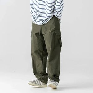 Pantalon Cargo multi-poches pour hommes, décontracté, couleur unie, droit, Baggy, jambes larges, printemps été, 240305
