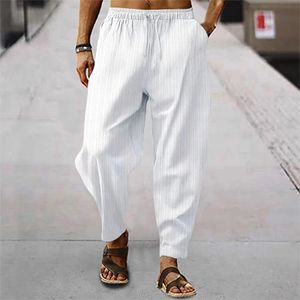 Pantalon de lin en coton à hommes du printemps Stripe Colon Couleur Fashion Fashion Hip Hop Hop Brepwant Streetwear S-3XL240408