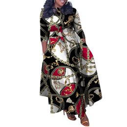 Printemps été nouvelle mode africaine grande taille grande robe trapèze à manches longues robe imprimé floral sexy boîte de nuit tenue de soirée décontracté vêtements pour femmes robe classique S-3XL