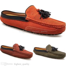 Primavera Verano Nueva Moda Estilo británico Hombres Lona Casual Pea Shoes zapatillas Hombre Cien Ocio Estudiante Hombres Lazy Drive Chanclos Cómodo Transpirable 38-47 1253