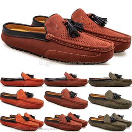 Primavera Verano Nueva Moda Estilo británico Hombres Lona Casual Pea Shoes Zapatillas Hombre Cien Ocio Estudiante Hombres Lazy Drive Overshoes Cómodo Transpirable 38-47 2188