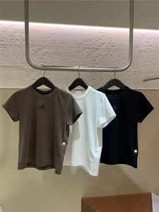 Printemps/Été Nouveau T-shirt Lexand avec Lettre Impression Couleur Unie Fille Polyvalent Col Rond Manches Courtes Mince Sport Pur Coton Demi Manches Haut vêtements