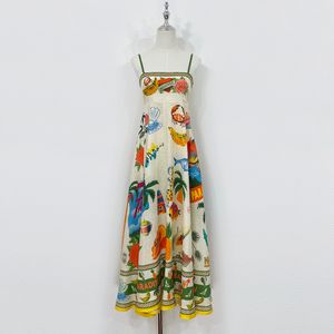 Lente/zomer nieuwe linnen print sling jurk