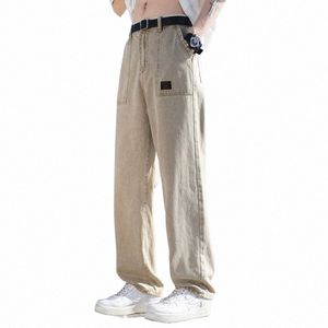 Printemps été nouveaux hommes Baggy Jeans brodé japonais mer décontracté Lg Denim pantalons à jambes larges vêtements de marque masculine Y2K E1RD #