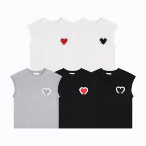 Printemps/été nouveau miT chemise col rond grand coeur autocollant brodé t-shirts sans manches pour hommes et femmes vêtements de sport décontractés en vrac