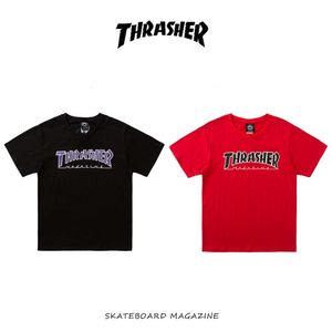Spring Summer New Thrasher Fashion Brand Brand à manches courtes Flame Unisexe Couple T-shirt Classic Round Neck Pullover