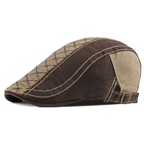 Primavera Verano Patchwork Newsboy gorras hombres algodón plano gorra con visera mujeres pintor boina sombreros 22