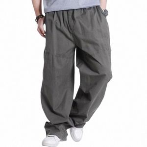 Lente Zomer Plus Size Cargo Broek Voor Mannen Cott Casual Joggers Broek Zijzak Losse Baggy Broek Streetwear Man Kleding a40P #