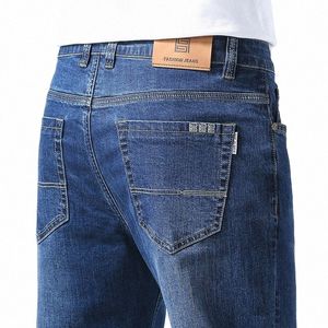 Printemps / Été Plus Size Busin Jeans Hommes Droite Élastique Lâche Jeans Lg Pantalon Classique Haute Qualité Marque Jeans l3yO #