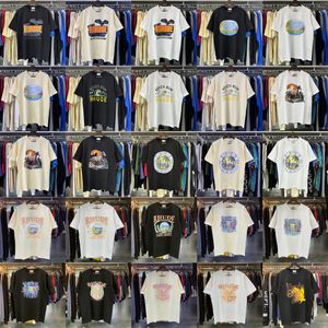 Camiseta Rhude de primavera y verano para hombre, camisetas para mujer, camisetas de monopatín de gran tamaño para hombre, camiseta de manga corta, camisetas de marca para hombre, talla estadounidense