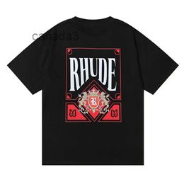 Primavera verão rhude t camisa homem camisas mulheres camisetas skate oversize homens manga curta camiseta marca de luxo camisetas masculinas tamanho eua s-xxl 86sb