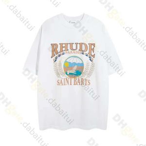 Primavera Verano Rhude camiseta Hombre camisetas Mujeres Camisetas Monopatín Hombres de gran tamaño Camiseta de manga corta Marca de lujo Camisetas para hombres Tamaño asiático S-xxl 19hvb