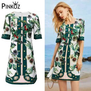 Lente zomer vierkante nek Chinese kastanje gedrukt plus size korte mouw elegante casual jurk vrouwen vestidos 2xl 210421