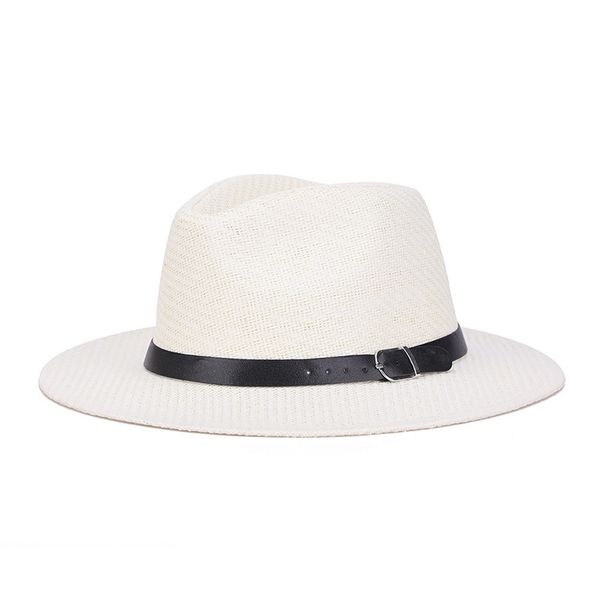 Printemps Été Chapeau De Paille pour Hommes Femmes Jazz Panama Chapeaux Fedora Large Bord Soleil Protection Plage Cap Avec Ceinture En Cuir Vente Chaude Y200602