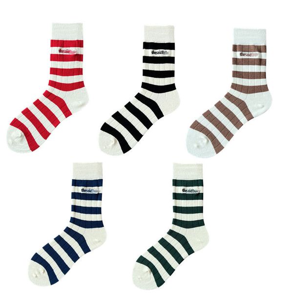 Chaussettes rayées pour femmes et hommes, chaussettes de Sport décontractées, bonneterie, Tube moyen doux, longues, printemps et été