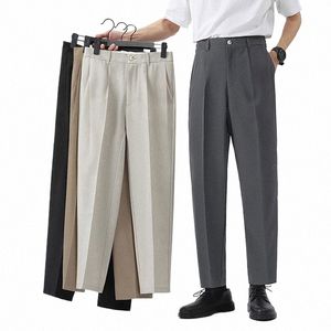 Printemps Eté Costume Pantalon Hommes Slim Travail Taille Élastique Doux Pantalon Formel Mâle Corée Épais Noir Marque Vêtements Plus Taille 40 42 n4qU #
