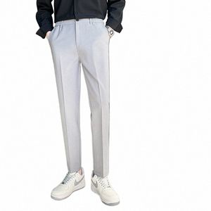 Lente Zomer Pak Broek Mannen Stretch Busin Elastische Taille Slanke Enkellange Broek Koreaanse Broek Mannelijke Grote Maat 40 42 M3DR #