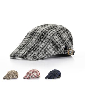 Lente zomer dunne baret hat checked stoffen kunst retro piek cap casual platte driver krantenjongen caps voor vrouwen mannen sunhat