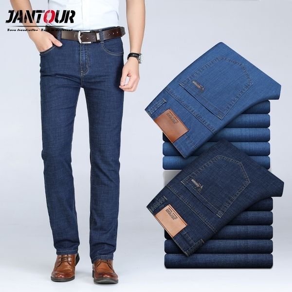Jeans minces de printemps pour hommes jeans de denim classique des hommes Business Casual lâche pantalon droit mâle plus taille 40 42 44 201118