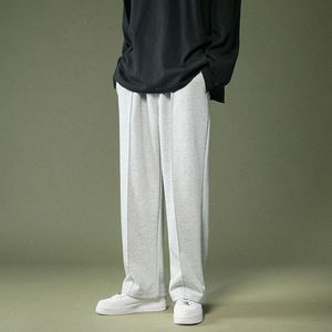 Pantalones de pierna ancha para primavera y verano, pantalones de chándal negros y grises a la moda para hombre, ropa de calle para hombre, pantalones para correr rectos sueltos