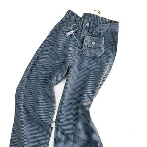 Lente zomer vrouwen overal in logo denim jeans broek hoge taille losse ontwerper lange broek sml