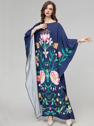 Lente zomer dames lange losse jurk mode pailletten en kralen bloemenprint vestidos strandvakantie casual