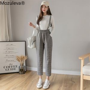 Lente zomer vrouwen overalls harem broek vintage plaid casual losse broek mode vrouwelijke rechte broek broek 201012