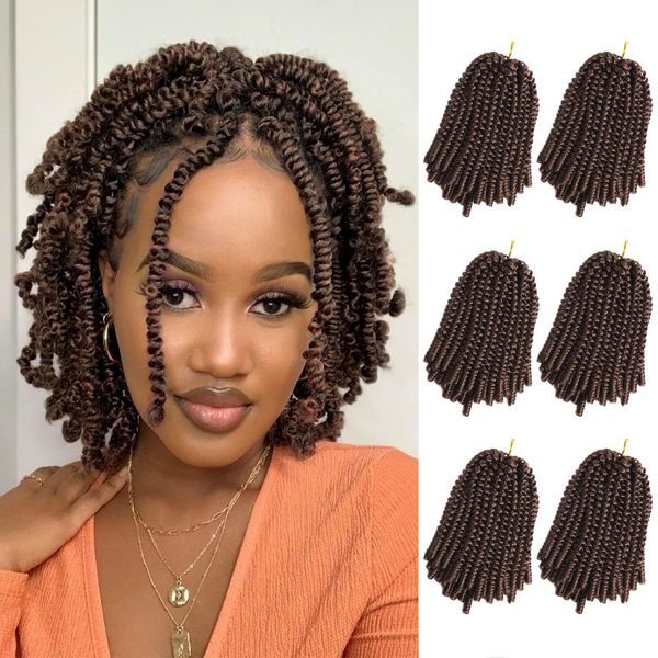 Spring Twist Hair 8 pouces tressage cheveux vague d'eau Passion Twist Crochet cheveux 30 brins / paquet Bomb Twist Fluffy Spring Crochet cheveux LS33