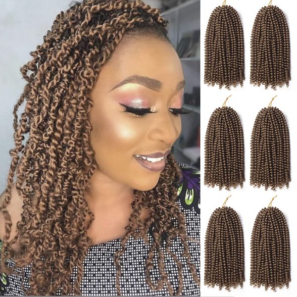 Spring Twist Hair 8 pouces Spring Twist Crochet Tressage Bomb Twist Hair 30strands / pack Extensions de cheveux en fibres synthétiques à basse température LS33