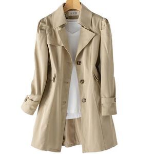 Printemps coupe-vent longue Trench manteau femmes simple boutonnage mince vêtements d'extérieur pour femmes mode manches 240309