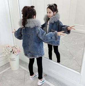 Primavera invierno abrigo cuello de piel sintética espesar felpa niña chaquetas de mezclilla abrigos cálidos ropa para niños niños adolescentes prendas de vestir exteriores alta calidad 4816856