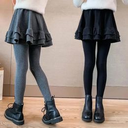 Frühling Winter Mädchen Rock-leggings Casual Hosen für Kinder Teenager Hosen 3-14T Kinder Schule Hosen Baby Fleece kleidung 240105